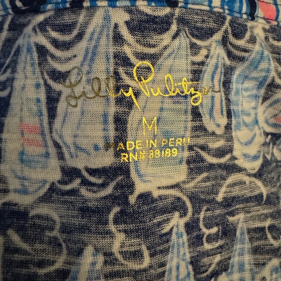 Lilly Pulitzer Blue and White Short Sleeve Tee - Picture 5 of 8